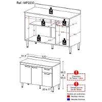 Balcão De Cozinha 120cm Gabinete Para Pia Paris Multimóveis Mp2233 Rustic-branco Rustic-branco - 7