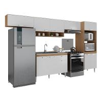 Armário De Cozinha Modulada Com Balcão De Pia E Torre Quente Paris Rustic-branco Rustic-branco - 1