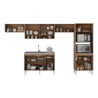 Armário De Cozinha Modulada Com Balcão De Pia E Torre Quente Paris Rustic-branco Rustic-branco