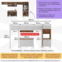 Armário De Cozinha Modulada Com Balcão De Pia E Torre Quente Paris Rustic-branco Rustic-branco - 6