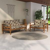 Jogo De Sofá Madeira Maciça 2 E 3 Lugares Liz Multimóveis Cr7004 Imbuia/floral Vermelho Imbuia/floral Vermelho