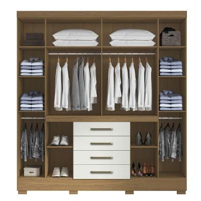 Guarda Roupa Casal Napoli 8 Portas 4 Gavetas Atacama com Off White com Espelho