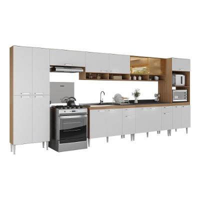 Cozinha Completa Modulada Paris 11 Portas 2 Gavetas MDF 460cm Rustic com Nicho para Forno