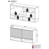 Armário Aéreo 120cm Com Portas De Vidro Paris Multimóveis Mp2213 Rustic Rustic - 5