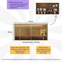 Armário Aéreo 120cm Com Portas De Vidro Paris Multimóveis Mp2213 Rustic Rustic - 6
