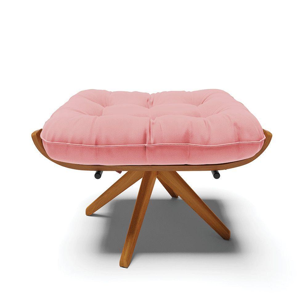 Kit 02 Puffs Giratório Suede Base Madeira - D'rossi Rose - 7