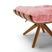 Kit 02 Puffs Giratório Suede Base Madeira - D'rossi Rose - 5