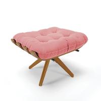Kit 02 Puffs Giratório Suede Base Madeira - D'rossi Rose - 8