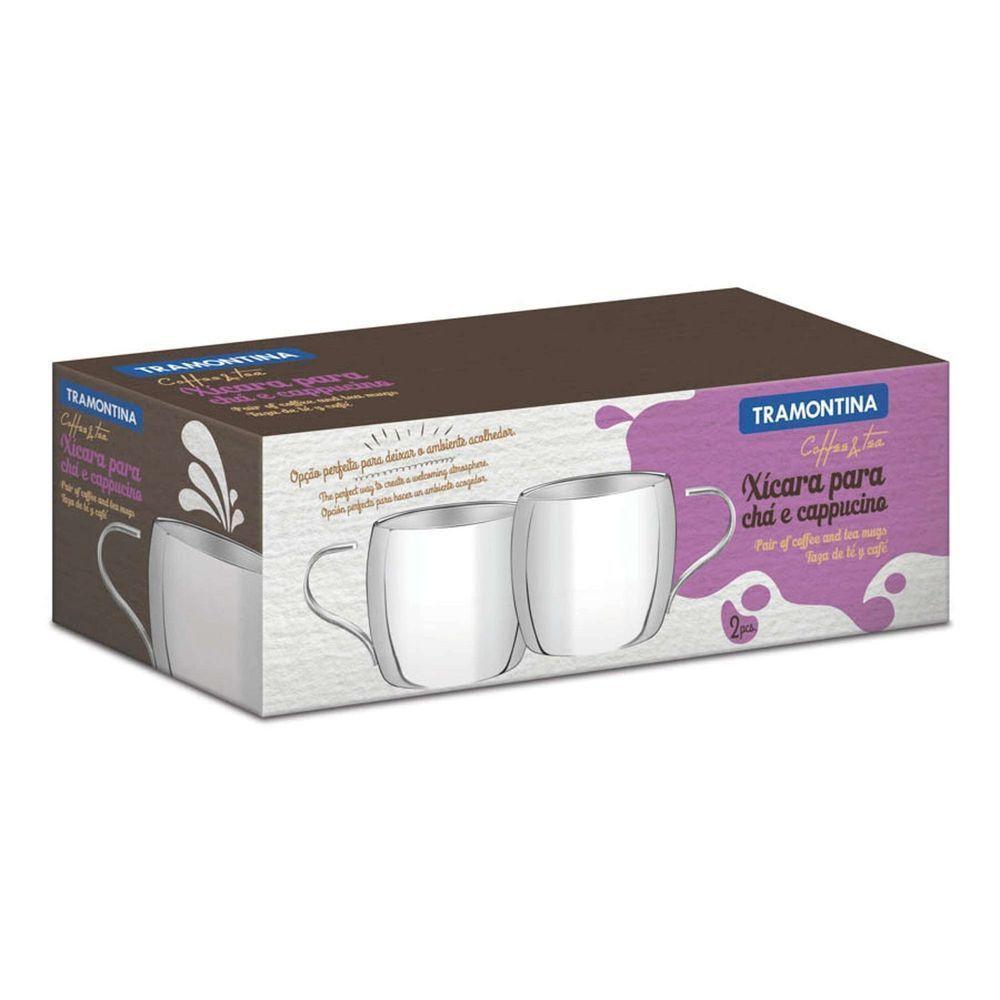 Conjunto De Xícaras Inox Tramontina Para Chá E Capuccino Acabamento Brilho 2 Peças Tramontina - 4