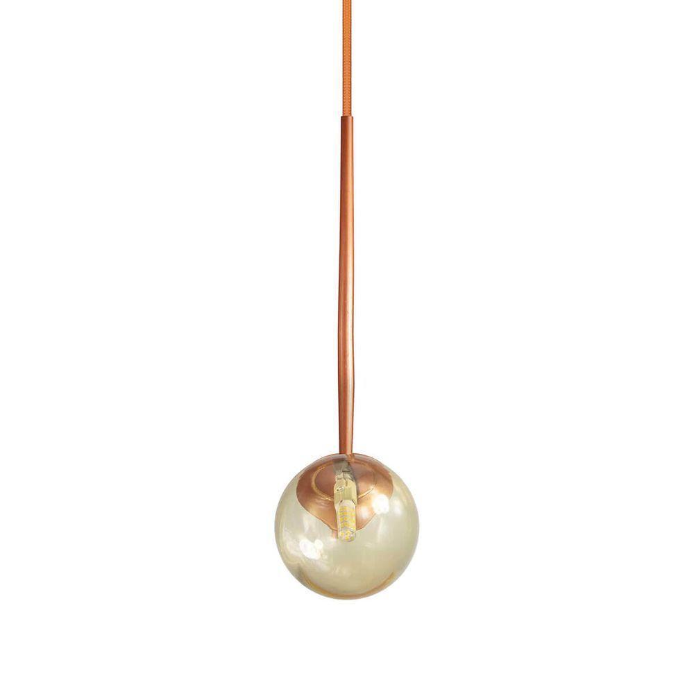 Lustre Pendente On Ly - Bronze Com Globo De Vidro âmbar - 4