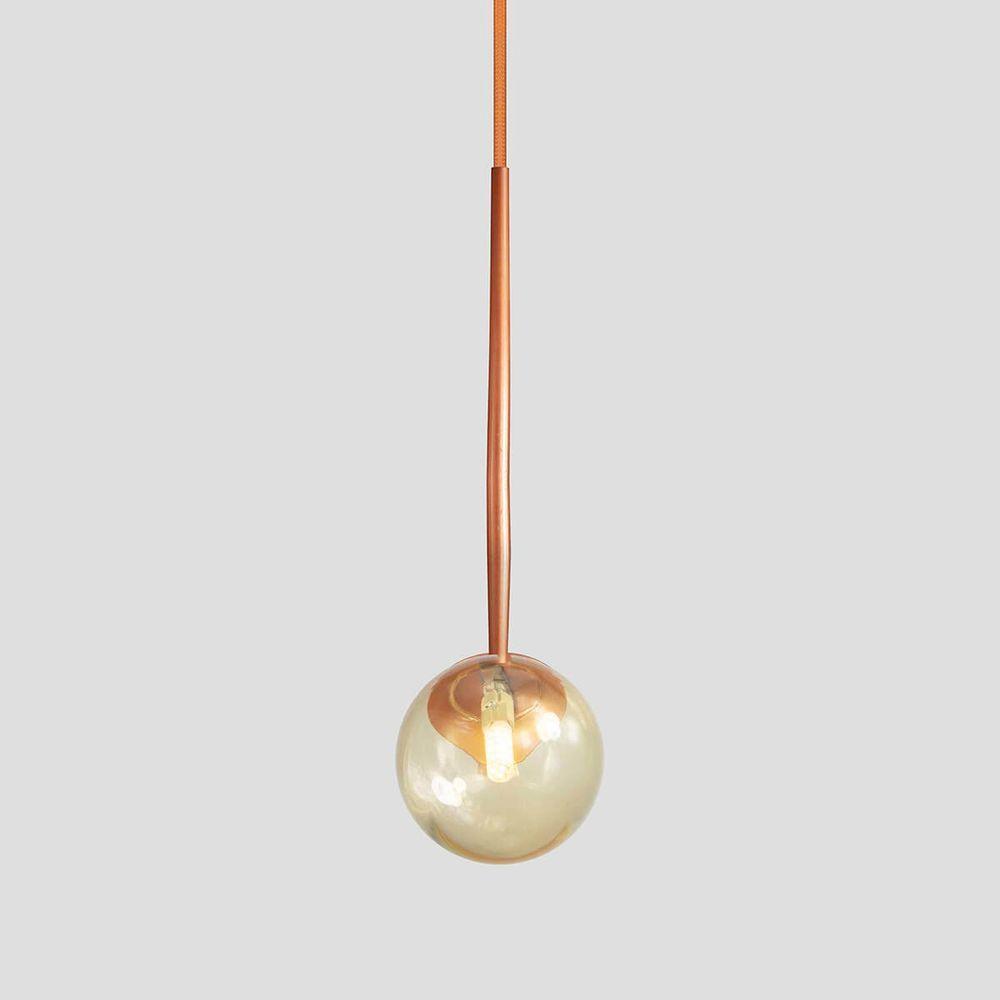Lustre Pendente On Ly - Bronze Com Globo De Vidro âmbar - 6
