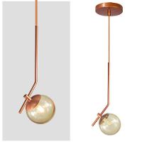 Lustre Pendente On Ly - Bronze Com Globo De Vidro âmbar - 3