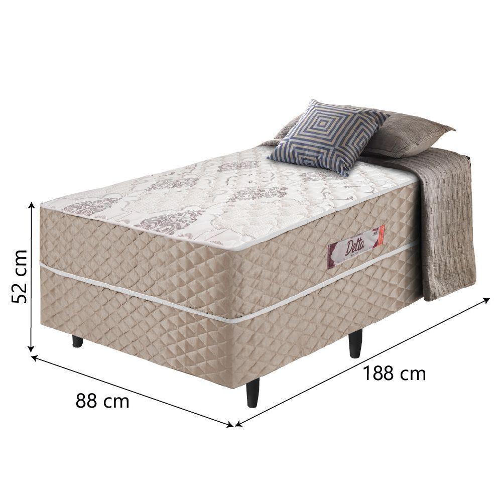 Cama Box Solteiro Conjugada Ortopédico Alpha Espuma 88x188x52cm Bege-Branco Hellen - 4