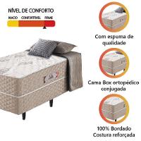 Cama Box Solteiro Conjugada Ortopédico Alpha Espuma 88x188x52cm Bege-Branco Hellen - 2