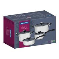 Jogo De Panelas Tramontina Solar Ceramic Em Aço Inox Fundo Triplo Com Revestimento Interno Em Cerâmica Grafite 4 Peças - 4