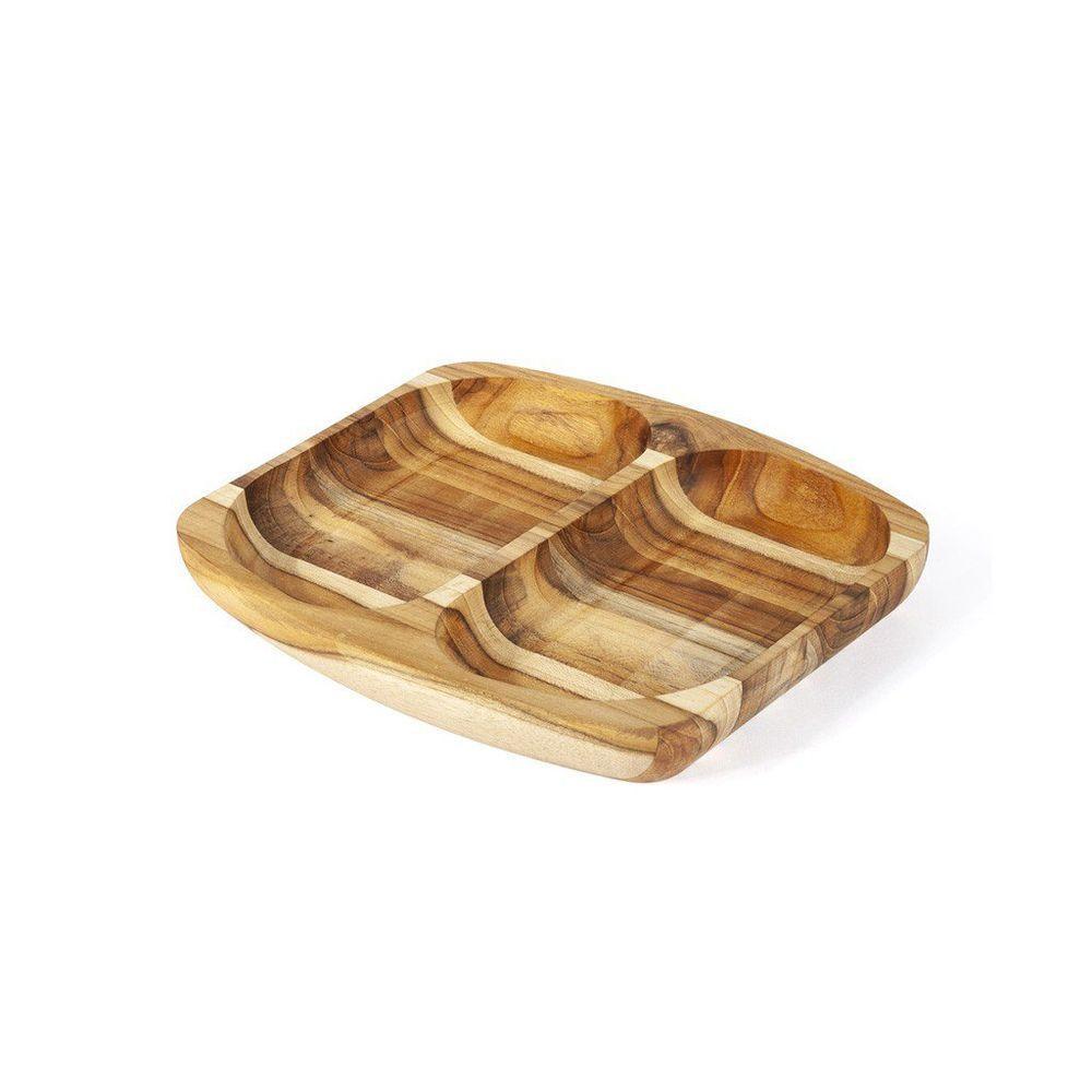 Petisqueira De Madeira Teca Com Duas Divisões - Stolf - 1