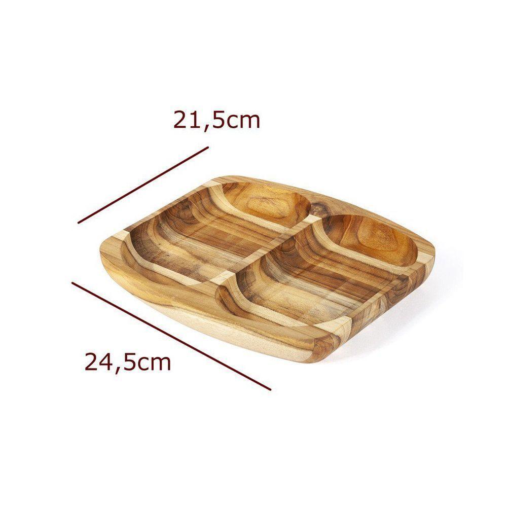 Petisqueira De Madeira Teca Com Duas Divisões - Stolf - 3