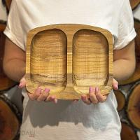 Petisqueira De Madeira Teca Com Duas Divisões - Stolf - 2