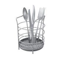 Porta Talheres Redondo Com Fundo Em Plástico Em Aço - Stolf Cinza - 1