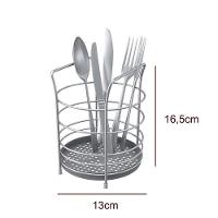 Porta Talheres Redondo Com Fundo Em Plástico Em Aço - Stolf Cinza - 3