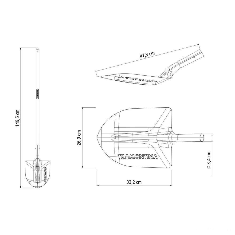 Pá De Bico Tramontina 460/30 Em Aço Com Cabo De Madeira 120 Cm Tramontina - 3