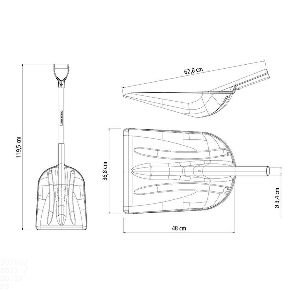 Pá Em Plástico Com Cabo De Madeira 79 Cm Com Empunhadura Plástica Reta Ergonômica - 3