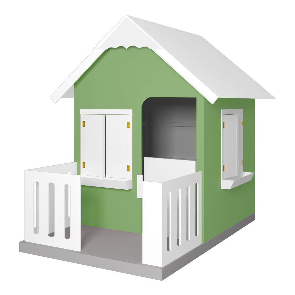 Casinha De Brinquedo Com Cercado E Cobertura Mdf Verde/branco - Criança Feliz - 1