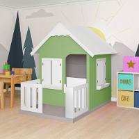 Casinha De Brinquedo Com Cercado E Cobertura Mdf Verde/branco - Criança Feliz - 9
