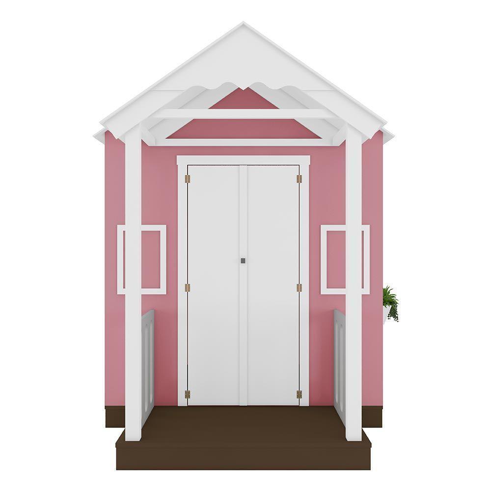 Casinha De Brinquedo Artesanal Com Varanda Mdf Branco/rosa L12 - Criança Feliz - 3
