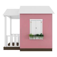 Casinha De Brinquedo Artesanal Com Varanda Mdf Branco/rosa L12 - Criança Feliz - 2