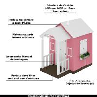 Casinha De Brinquedo Artesanal Com Varanda Mdf Branco/rosa L12 - Criança Feliz - 5