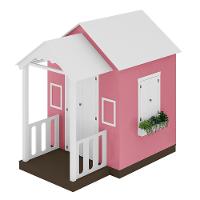 Casinha De Brinquedo Artesanal Com Varanda Mdf Branco/rosa L12 - Criança Feliz - 7