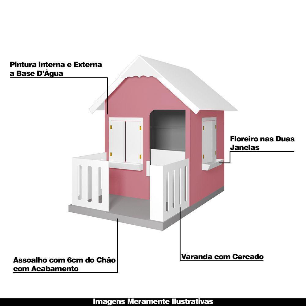 Casinha De Brinquedo Com Cercado E Cobertura Mdf Rosa/branco - Criança Feliz - 7