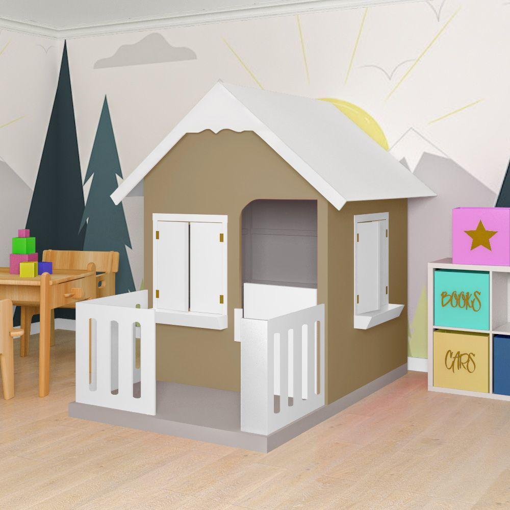 Casinha De Brinquedo Com Cercado E Cobertura Mdf Bege/branco - Criança Feliz - 9