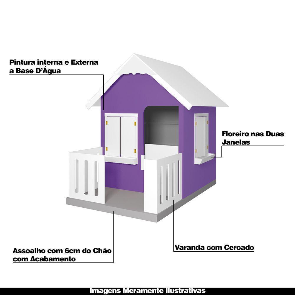 Casinha De Brinquedo Com Cercado E Cobertura Mdf Lilás/branco - Criança Feliz - 7