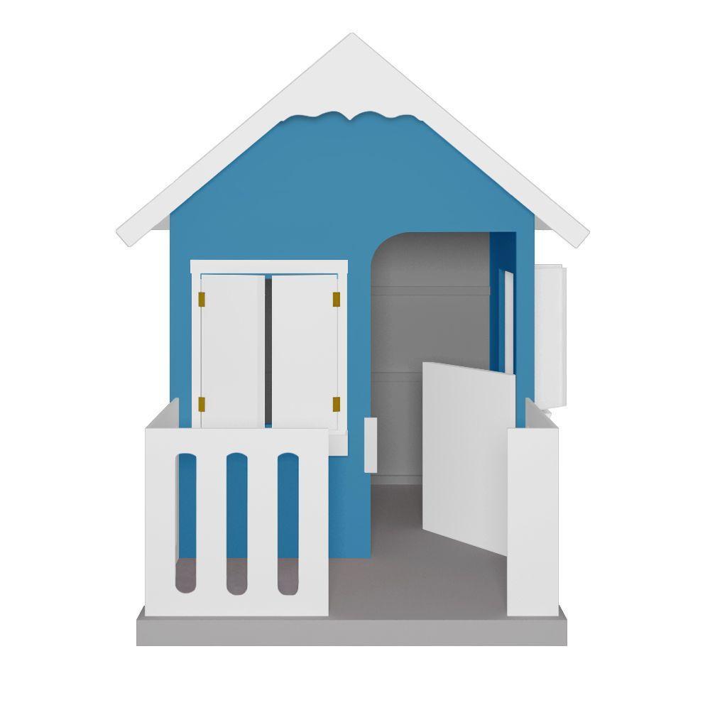 Casinha De Brinquedo Com Cercado E Cobertura Mdf Azul Claro/branco - Criança Feliz - 5