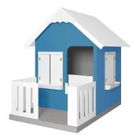 Casinha De Brinquedo Com Cercado E Cobertura Mdf Azul Claro/branco - Criança Feliz - 1