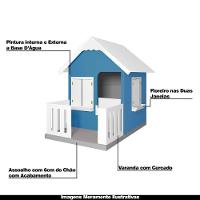 Casinha De Brinquedo Com Cercado E Cobertura Mdf Azul Claro/branco - Criança Feliz - 7
