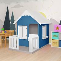 Casinha De Brinquedo Com Cercado E Cobertura Mdf Azul/branco - Criança Feliz - 9