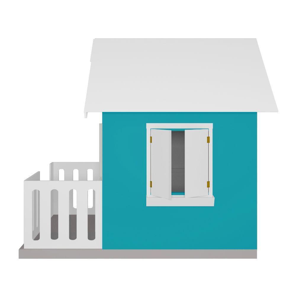 Casinha De Brinquedo Com Cercado E Cobertura Mdf Azul Turquesa/branco - Criança Feliz - 4