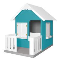 Casinha De Brinquedo Com Cercado E Cobertura Mdf Azul Turquesa/branco - Criança Feliz - 1
