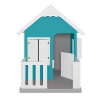 Casinha De Brinquedo Com Cercado E Cobertura Mdf Azul Turquesa/branco - Criança Feliz - 5