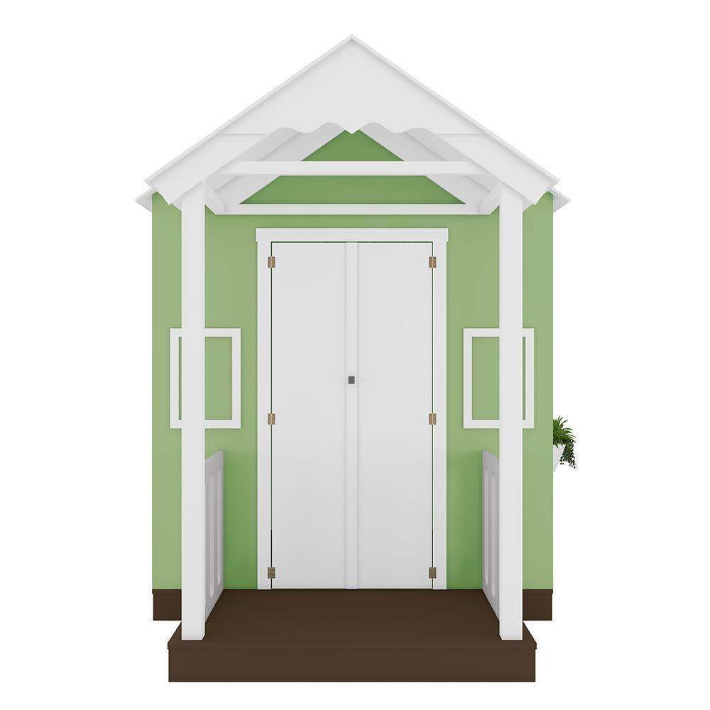 Casinha De Brinquedo Artesanal Com Varanda Mdf Branco/verde L12 - Criança Feliz - 4