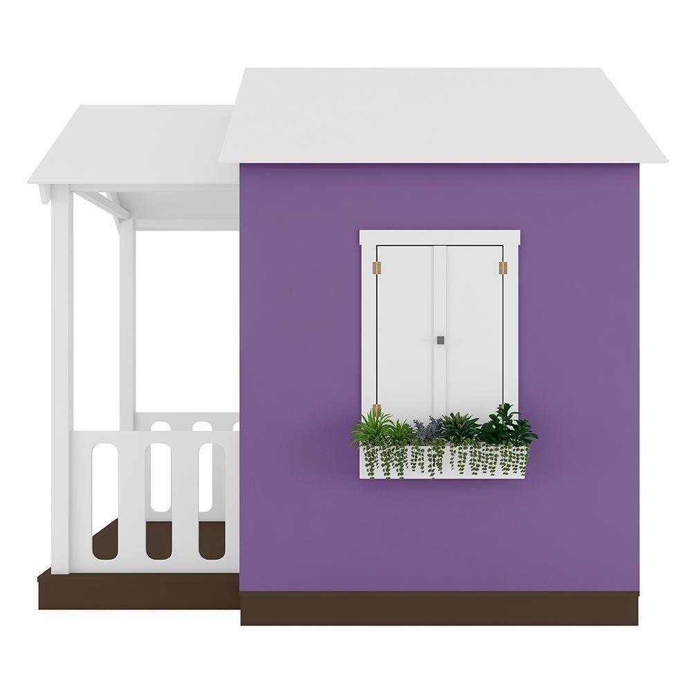 Casinha De Brinquedo Artesanal Com Varanda Mdf Branco/lilás L12 - Criança Feliz - 3