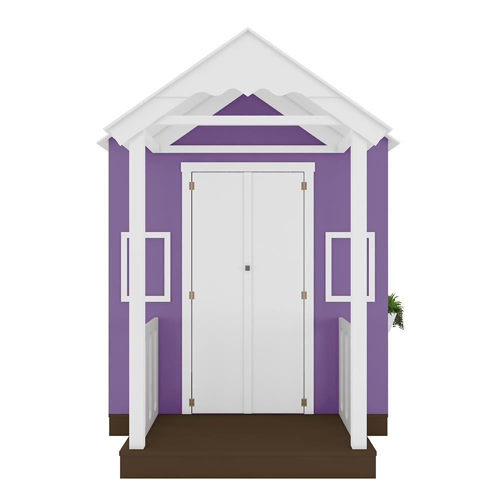 Casinha De Brinquedo Artesanal Com Varanda Mdf Branco/lilás L12 - Criança Feliz - 4