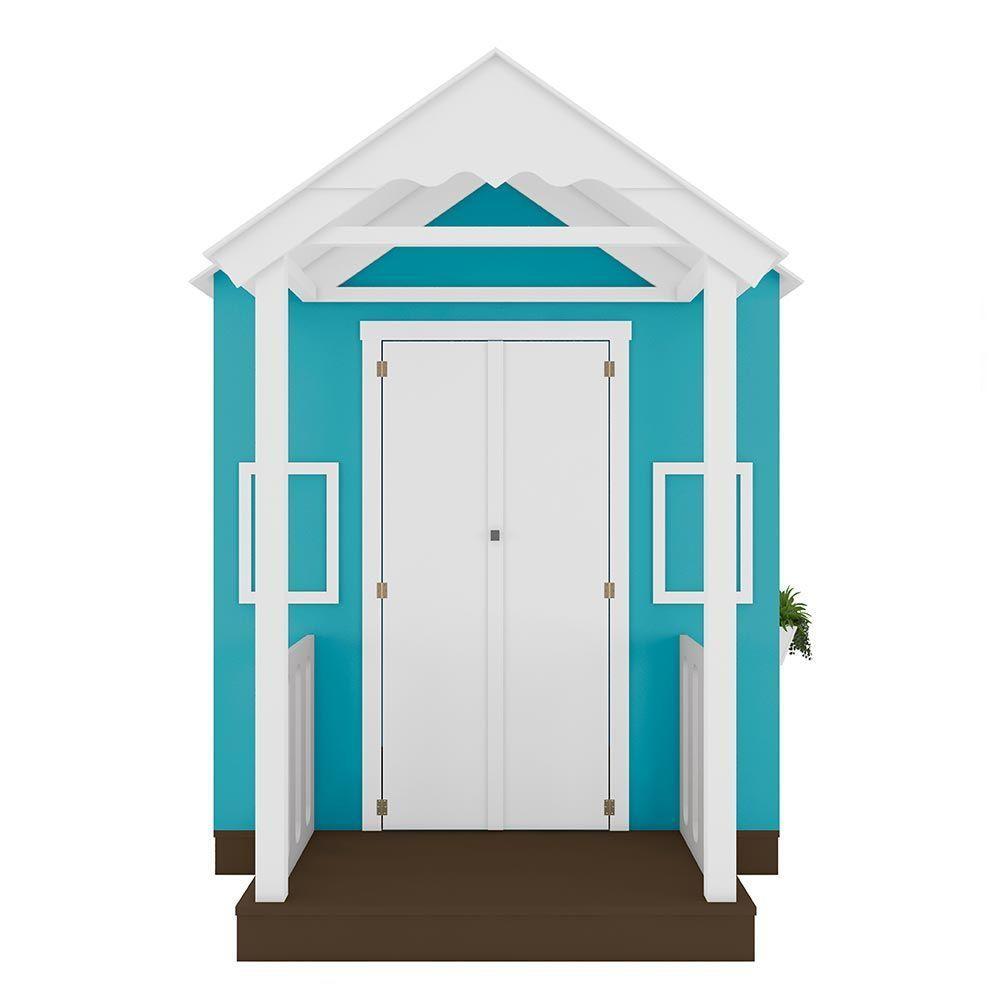 Casinha De Brinquedo Artesanal Com Varanda Mdf Branco/azul Turquesa L12 - Criança Feliz - 4