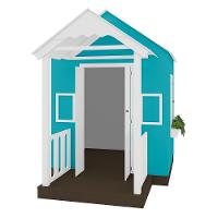 Casinha De Brinquedo Artesanal Com Varanda Mdf Branco/azul Turquesa L12 - Criança Feliz - 3