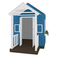 Casinha De Brinquedo Artesanal Com Varanda Mdf Branco/azul L12 - Criança Feliz - 2