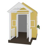 Casinha De Brinquedo Artesanal Com Varanda Mdf Branco/amarelo L12 - Criança Feliz - 2