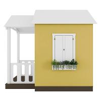Casinha De Brinquedo Artesanal Com Varanda Mdf Branco/amarelo L12 - Criança Feliz - 3